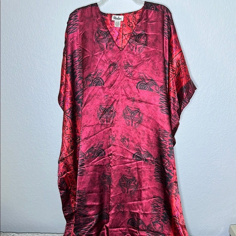 Winlar Women’s Kaftan Mumu Red Black OSFM